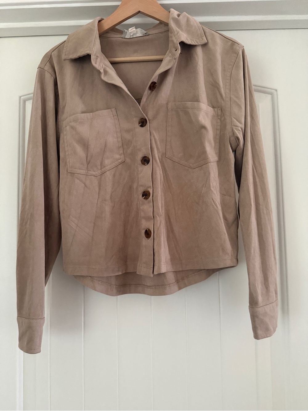 Hippie Rose Taupe Button-Front Utility Jacket